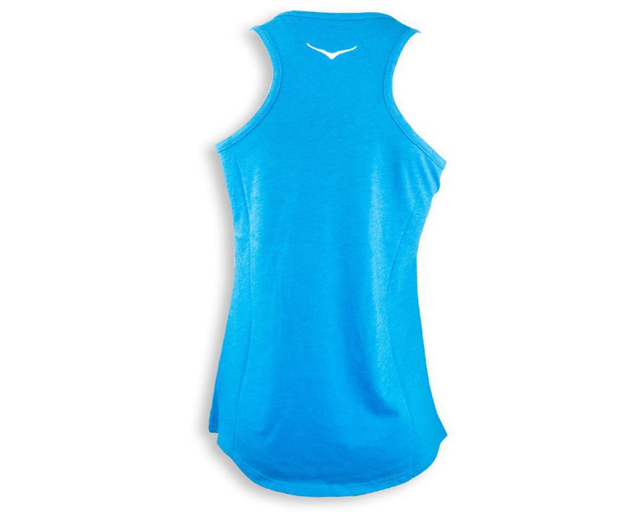 Dámske Tielka Hoka One One Zlavy - Logo Singlet - Modre 20871-QLWX